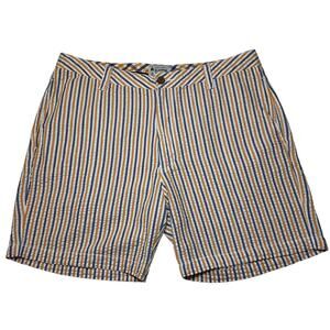 Oldeschool Brand Gingham Mens Shorts Casual Orange Purple Size 36 Seersucker